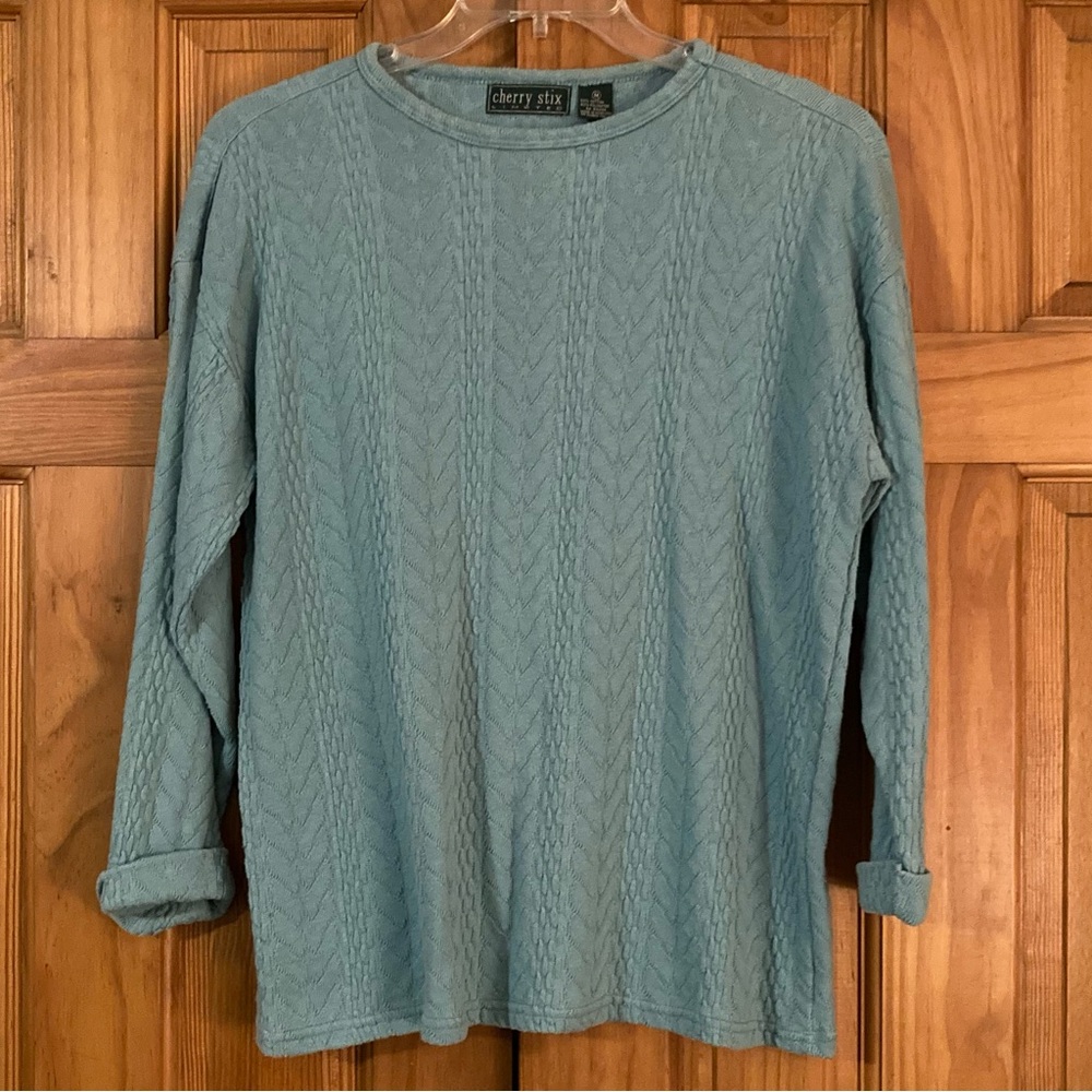 NWOT Cherry Stix Vintage 80s Top Blouse Long Sleeve Green Size M Medium